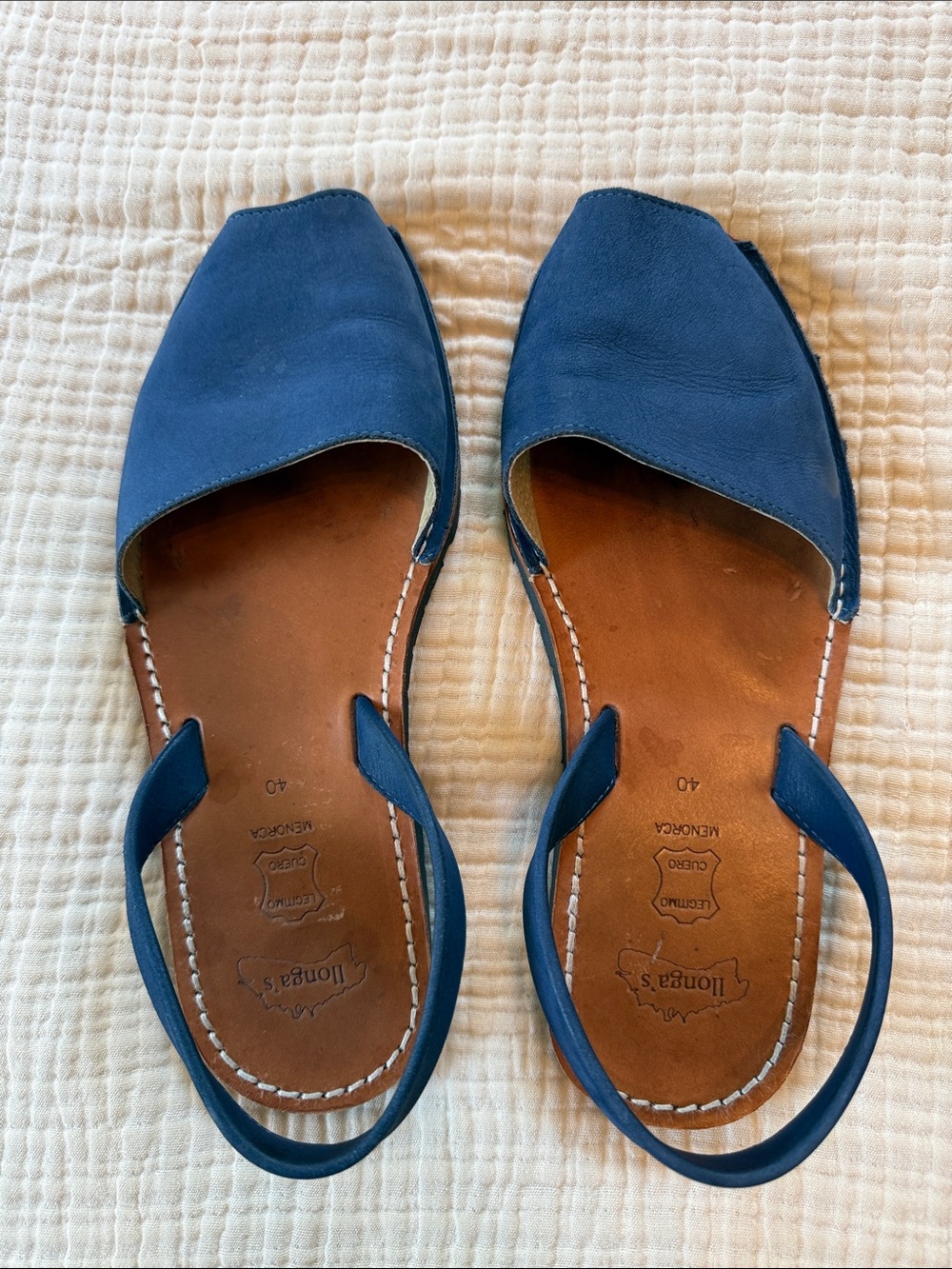 Leather Navy Slingback Sandals for Women